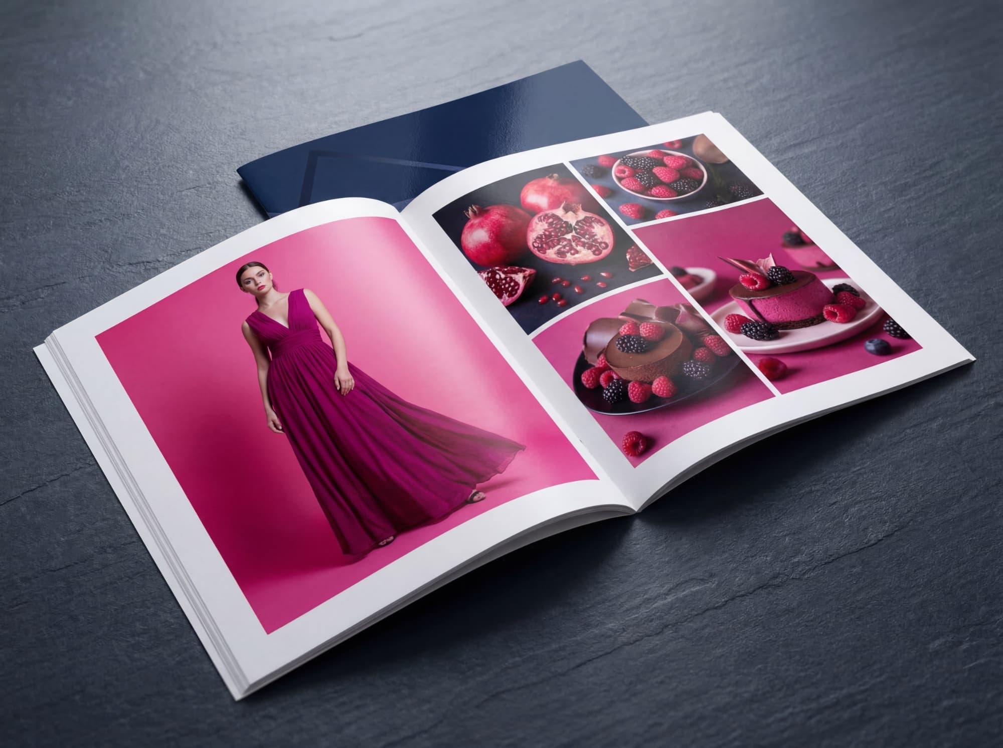 Marketingbroschüre mit Glanz- und Matt-Kontrasten durch Beyond CMYK Inline-Veredelung